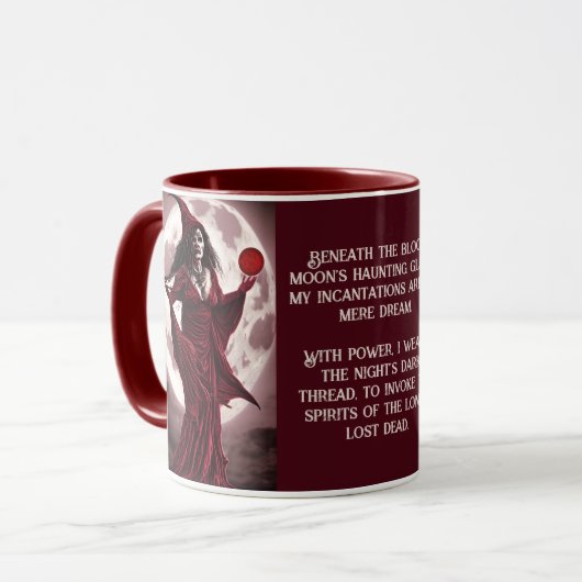 Wicked Red Witch Bloed Maan Spell Quote Mok (Voorkant links)