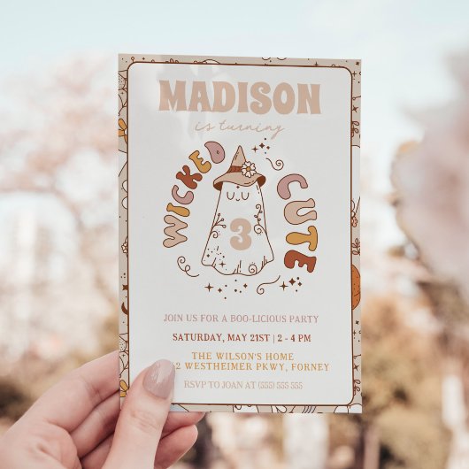 Wicked schattig groovy geest halloween verjaardag kaart