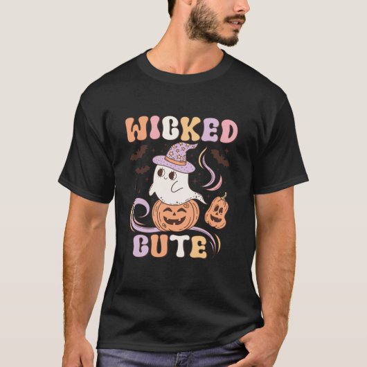 Wicked Schattige Ghost Bats Spooky Pumpkin Groovy  T-shirt (Voorkant)