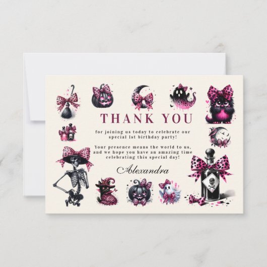 Wicked Schattige & Turning One Girl Halloween Verj Bedankkaart (Voorkant)