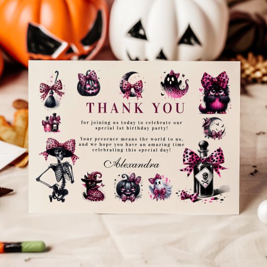 Wicked Schattige & Turning One Girl Halloween Verj Bedankkaart