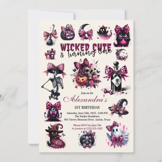 Wicked Schattige & Turning One Girl Halloween Verj Kaart (Voorkant)