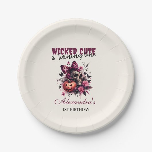 Wicked Schattige & Turning One Girl Halloween Verj Papieren Bordje (Voorkant)