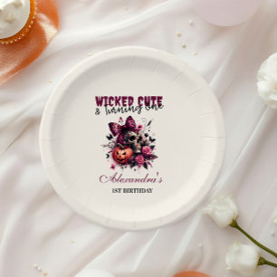 Wicked Schattige & Turning One Girl Halloween Verj Papieren Bordje