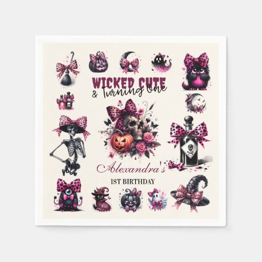 Wicked Schattige & Turning One Girl Halloween Verj Servet (Voorkant)