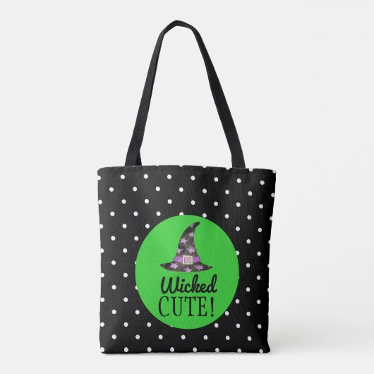 Wicked Schattige Zwart en Groen Halloween Tas (Achterkant)