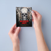 Wicked Skull Black Halloween Party uitnodiging Flyer (Hand)