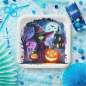 Wicked Spooky Schattigee Heks Halloween Paper Bord (Feest)