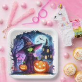 Wicked Spooky Schattigee Heks Halloween Paper Bord (Feest)