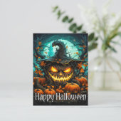 Wicked verlichtend Gelukkig Halloween pompoen Briefkaart (Staand voorkant)