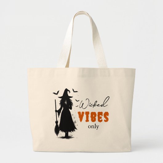 Wicked Vibes Only beroemd gemaakt door Halloween B Grote Tote Bag (Voorkant)