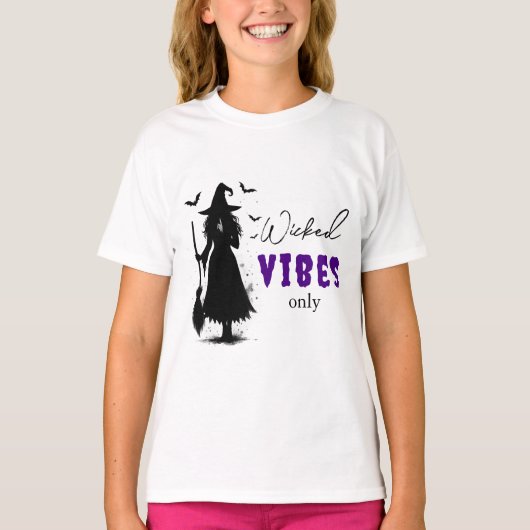 Wicked Vibes Only beroemd gemaakt door Halloween B T-shirt (Voorkant)