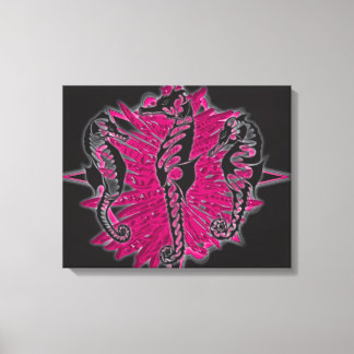 Wicked Waters Zeepaardjes op Roze Zeewier Canvas Afdruk