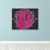 Wicked Waters Zeepaardjes op Roze Zeewier Canvas Afdruk (Insitu (Houten vloer))