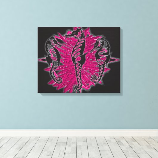 Wicked Waters Zeepaardjes op Roze Zeewier Canvas Afdruk (Insitu (Houten vloer))
