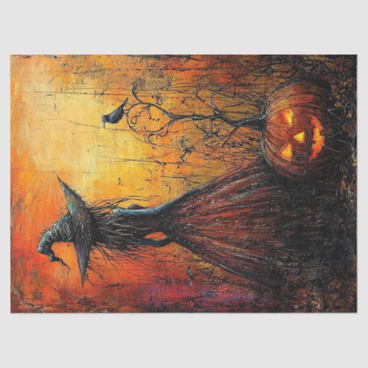 Wicked Witch en haar Jack-o-lantern Decoupage Tissuepapier (Voorkant)