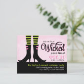 Wicked Witch Halloween Costume Party Invitation Uitnodiging Briefkaart (Staand voorkant)