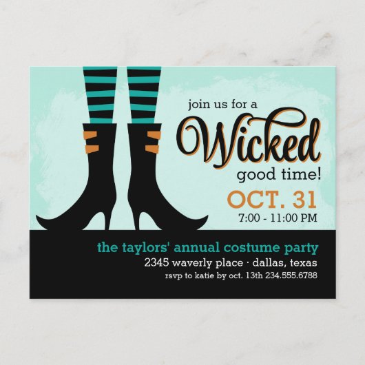 Wicked Witch Halloween Kostuum Party Uitnodiging (Voorkant)