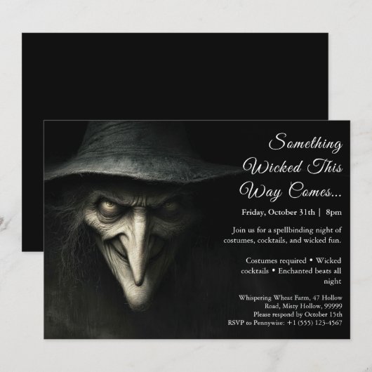 Wicked Witch Halloween Kostuum Party Uitnodiging (Voorkant / Achterkant)