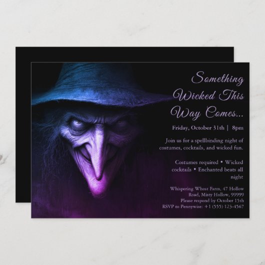 Wicked Witch Halloween Kostuum Party Uitnodiging (Voorkant / Achterkant)