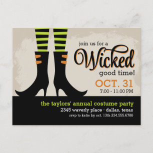 Wicked Witch Halloween Kostuum Party Uitnodiging Briefkaart