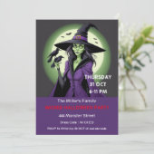 Wicked Witch Halloween Party Aangepaste Uitnodigin Kaart (Staand voorkant)