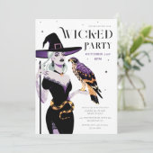 Wicked Witch Halloween Party Kaart (Staand voorkant)