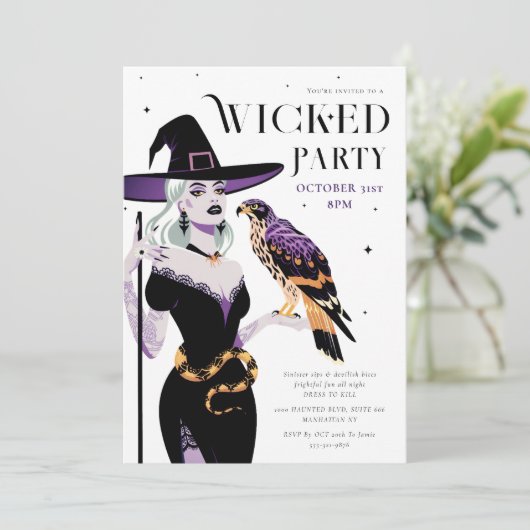 Wicked Witch Halloween Party Kaart (Staand voorkant)