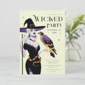 Wicked Witch Halloween Party Kaart (Staand voorkant)