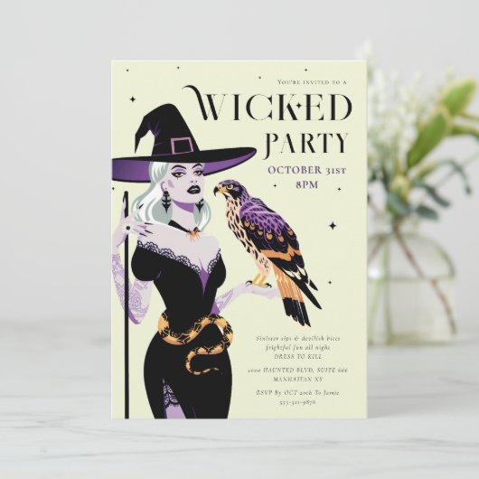 Wicked Witch Halloween Party Kaart (Staand voorkant)