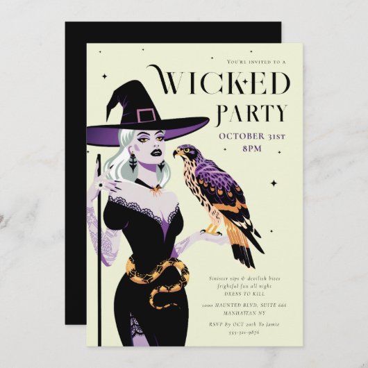 Wicked Witch Halloween Party Kaart (Voorkant / Achterkant)