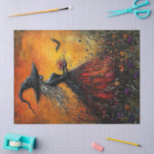 Wicked Witch in Red met haar vleermuis ontkoppelin Tissuepapier (Craft)