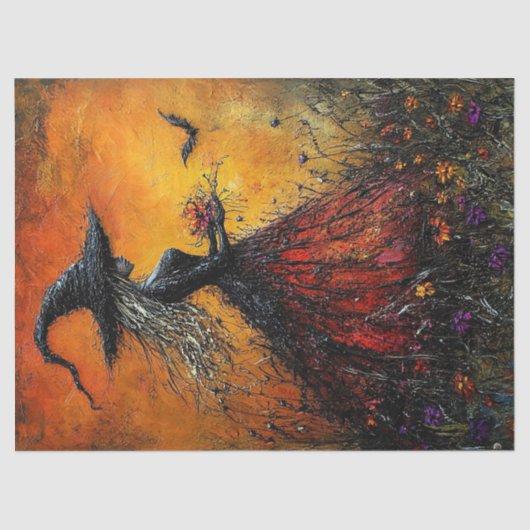 Wicked Witch in Red met haar vleermuis ontkoppelin Tissuepapier (Voorkant)