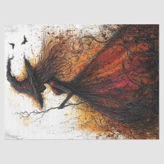 Wicked Witch in Red met vleermuizen Decoupage Tissuepapier (Voorkant)