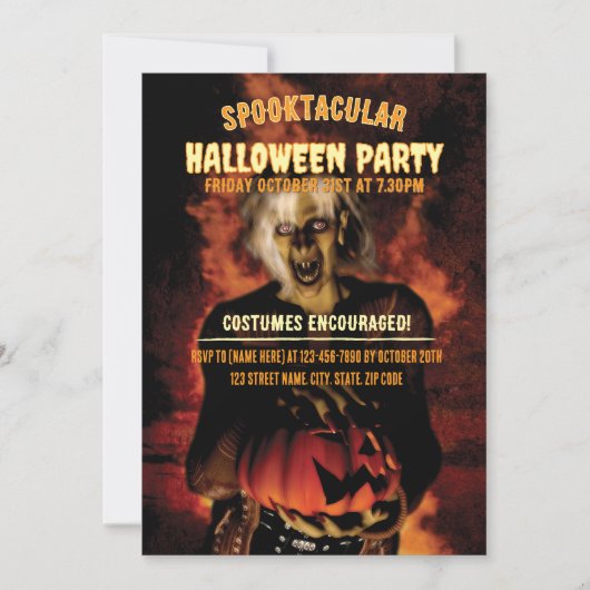 Wicked witch met pompoen Halloween feest Kaart (Voorkant)