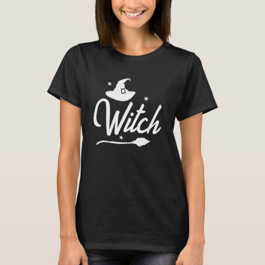 Wicked Witch, Pet en Bezem, Halloween T-shirt (Voorkant)