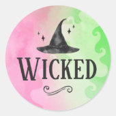 Wicked Witch Roze & Groene Verjaardag Ronde Sticke Ronde Sticker (Voorkant)