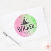 Wicked Witch Roze & Groene Verjaardag Ronde Sticke Ronde Sticker (Envelop)