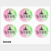 Wicked Witch Roze & Groene Verjaardag Ronde Sticke Ronde Sticker (Vel)