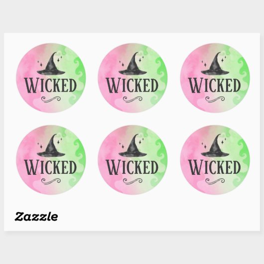 Wicked Witch Roze & Groene Verjaardag Ronde Sticke Ronde Sticker (Vel)