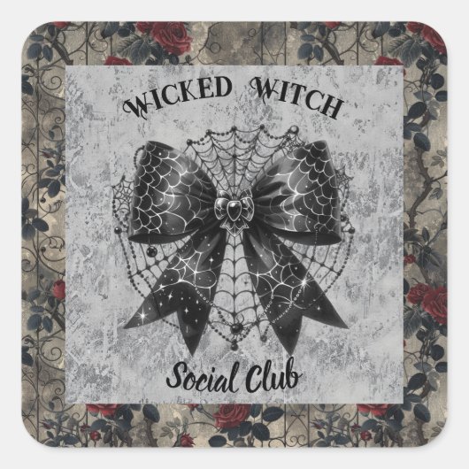 Wicked Witch Social Club Coquette Vierkante Sticker (Voorkant)