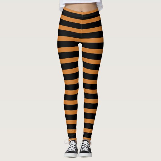 Wicked Witch zwart en Sinaasappel gestreept Leggings (Voorkant)