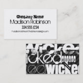 Wicked; zwart en donkergrijze strepen visitekaartje (Voorkant / Achterkant)