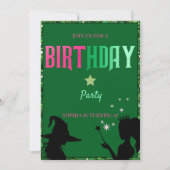 Wickedly Fun Verjaardagsfeest Groen Roze Glinda Aankondiging (Voorkant)