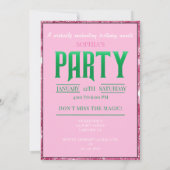 Wickedly Fun Verjaardagsfeest Groen Roze Glinda Aankondiging (Achterkant)