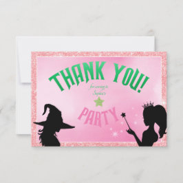 Wickedly Fun Verjaardagsfeest Groen Roze Glinda Bedankkaart