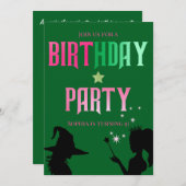 Wickedly Fun Verjaardagsfeest Groen Roze Glinda Kaart (Voorkant / Achterkant)