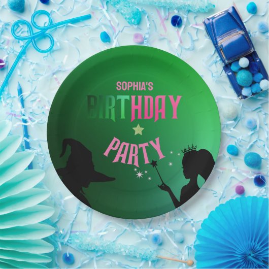 Wickedly Fun Verjaardagsfeest Groen Roze Glinda Papieren Bordje (Feest)