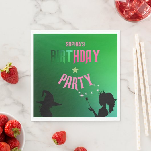 Wickedly Fun Verjaardagsfeest Groen Roze Glinda Servet (Insitu)