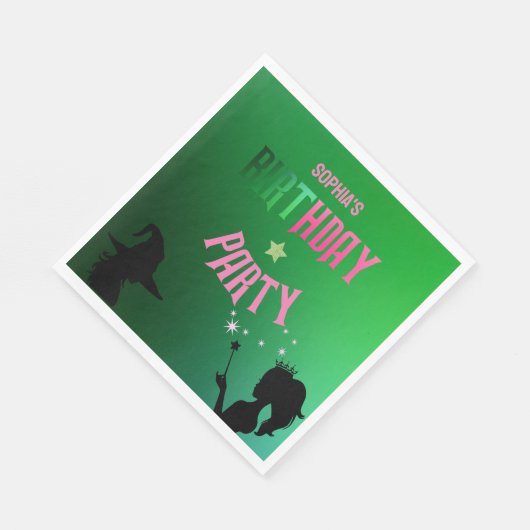 Wickedly Fun Verjaardagsfeest Groen Roze Glinda Servet (Hoek)